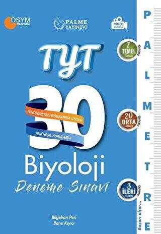Palme YKS TYT Biyoloji 30 Deneme Palmetre Video Çözümlü
