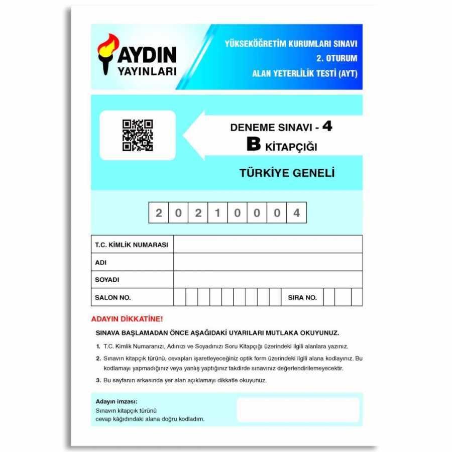YKS AYT 2.Oturum Türkiye Geneli Deneme Sınavı Aydın Yayınları